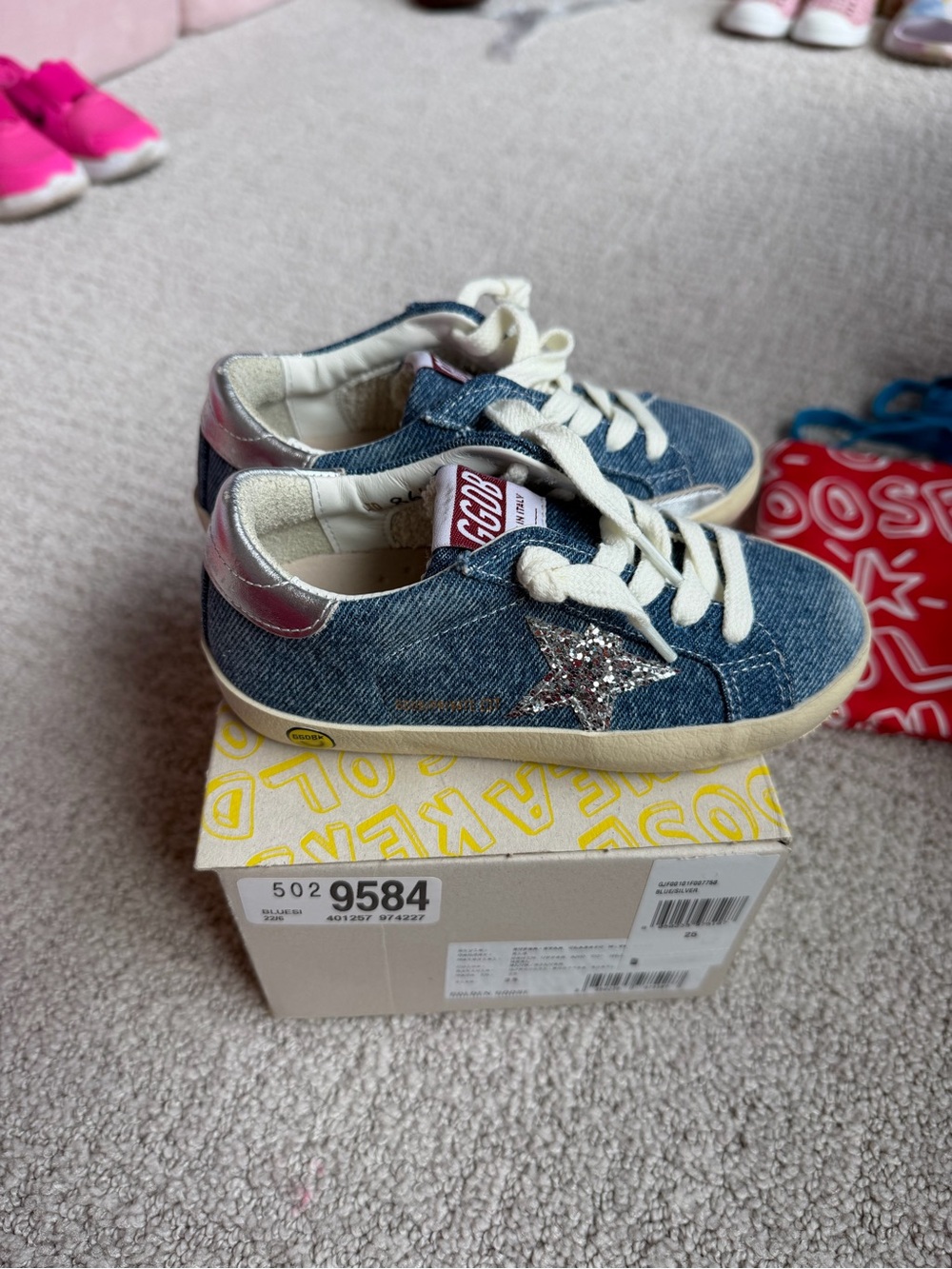 Golden Goose Girl's Superstar Denim Lace Up Sneakers, Size Baby/Toddlers